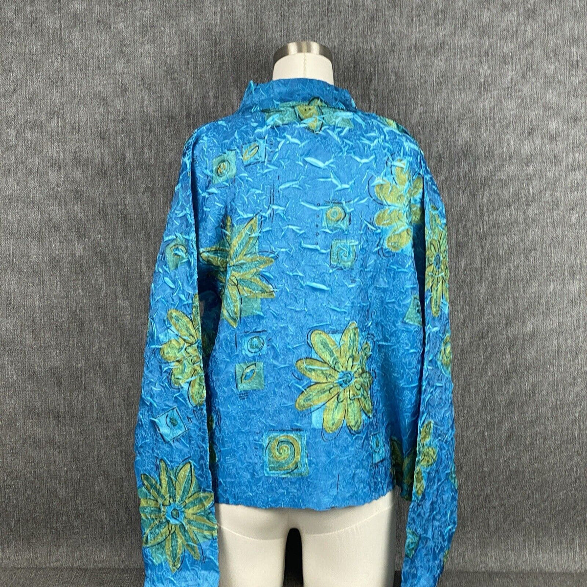 Tania Nardi Reversible Textured Two Piece Top and Open Front Jacket Blue L