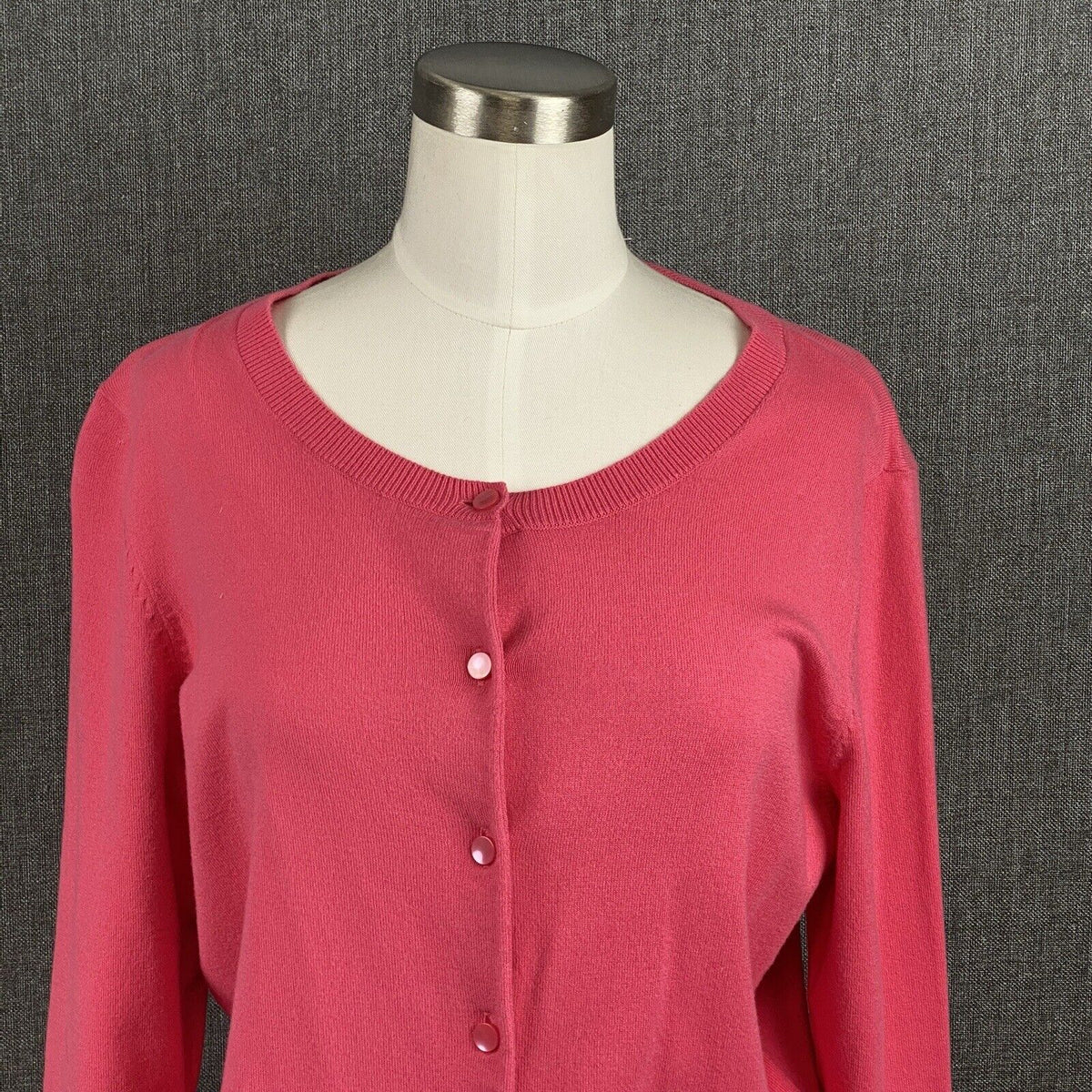 Vintage Talbots Sweater Womens Petite Large Cardigan Pink Preppy Casual