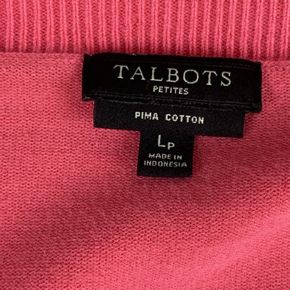 Vintage Talbots Sweater Womens Petite Large Cardigan Pink Preppy Casual