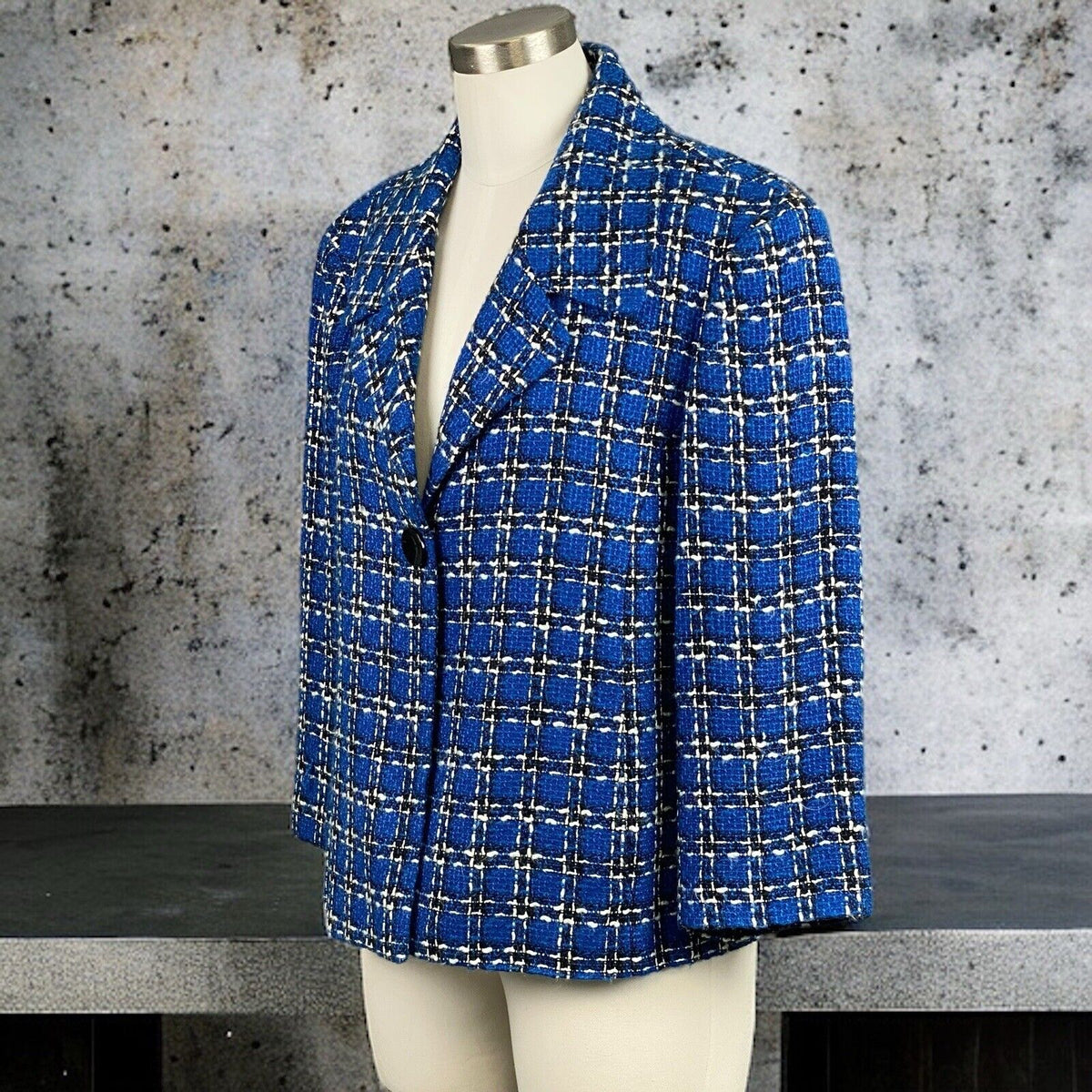 Josephine  Essentials Vintage Plaid Blue and Black Blazer Size 12