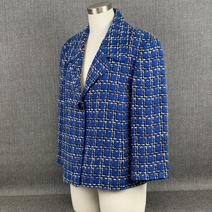 Josephine  Essentials Vintage Plaid Blue and Black Blazer Size 12