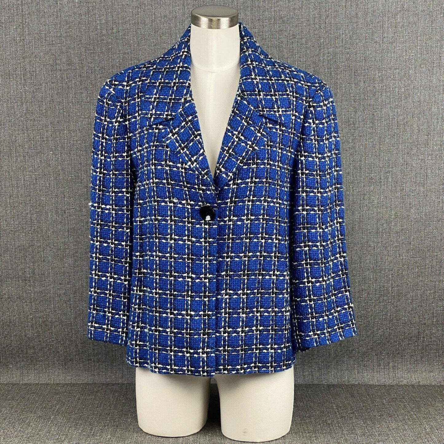 Josephine  Essentials Vintage Plaid Blue and Black Blazer Size 12