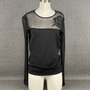 Michael Simon Black Top Sheer Top Size Medium Spun Silk