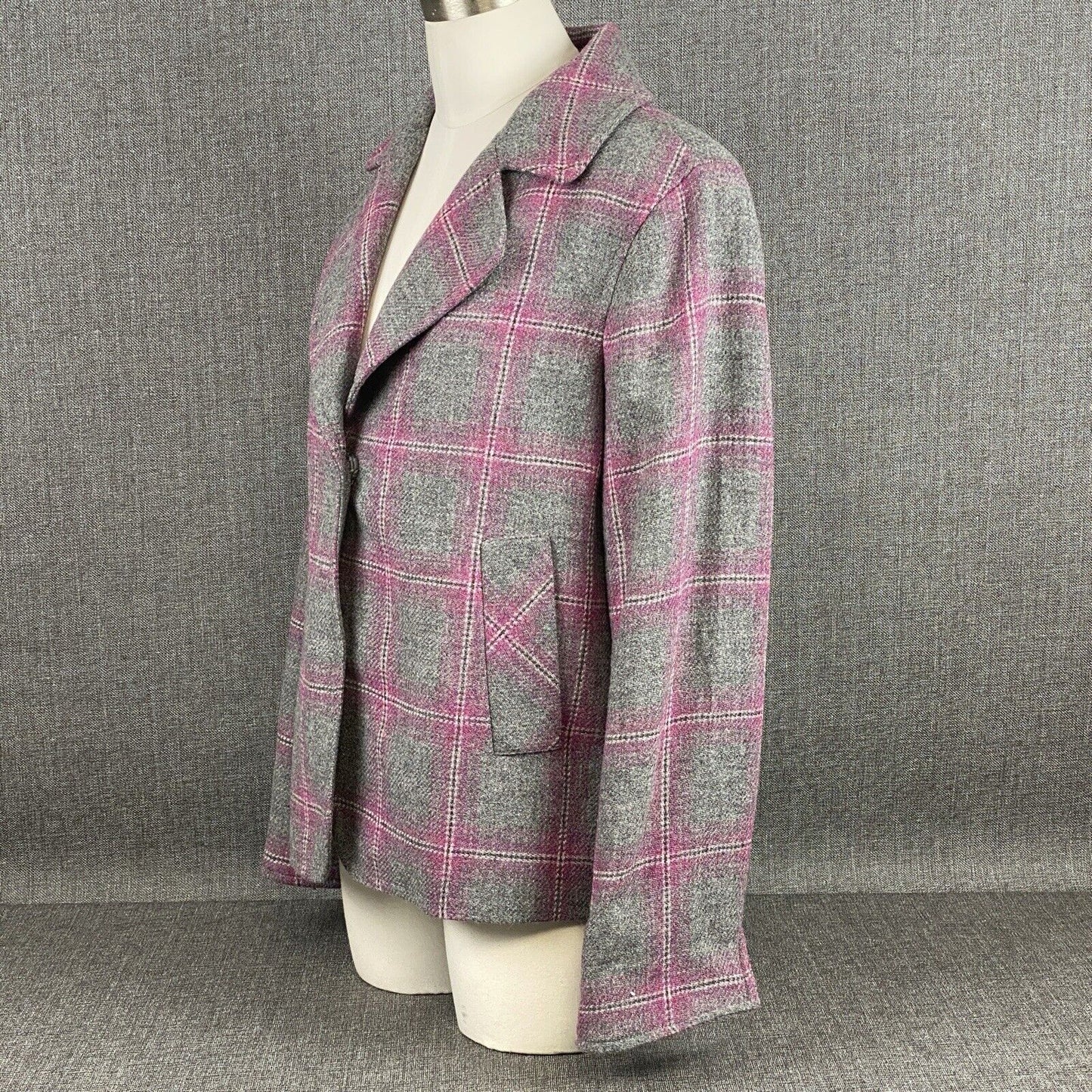 Talbots Classic Shetland Blazer Rustling Plaid Purple Gray Women Size 8