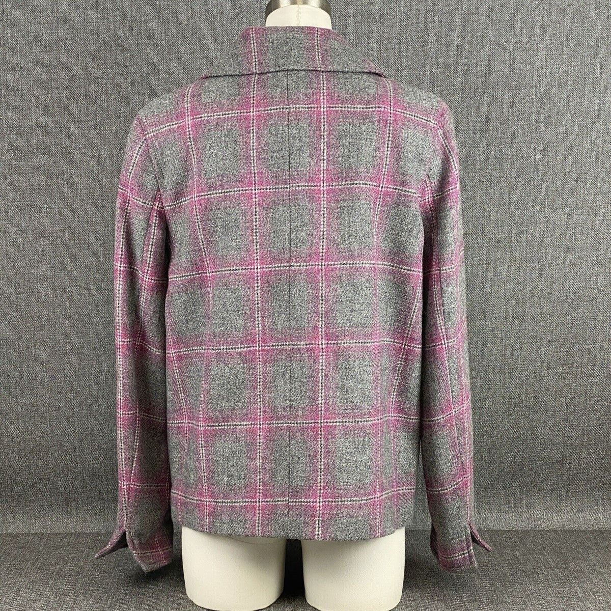 Talbots Classic Shetland Blazer Rustling Plaid Purple Gray Women Size 8