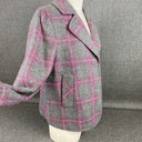 Talbots Classic Shetland Blazer Rustling Plaid Purple Gray Women Size 8