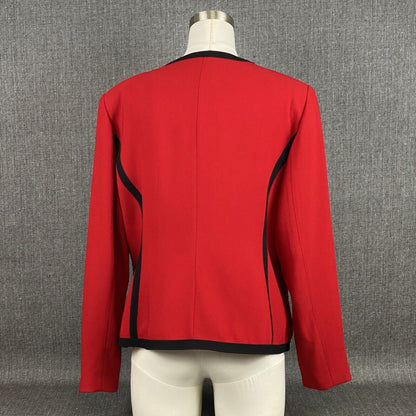 Vintage Peter Nygard Silk Jacket Suit Tope Women's size 12P Red and Black