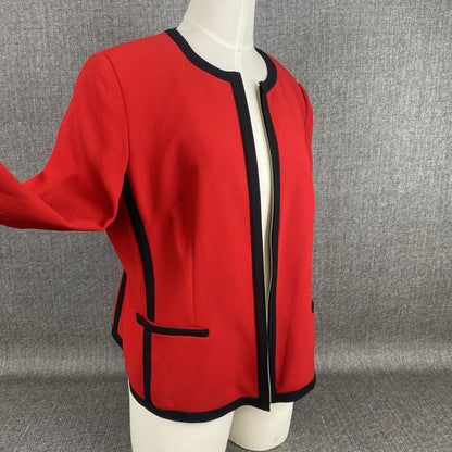 Vintage Peter Nygard Silk Jacket Suit Tope Women's size 12P Red and Black