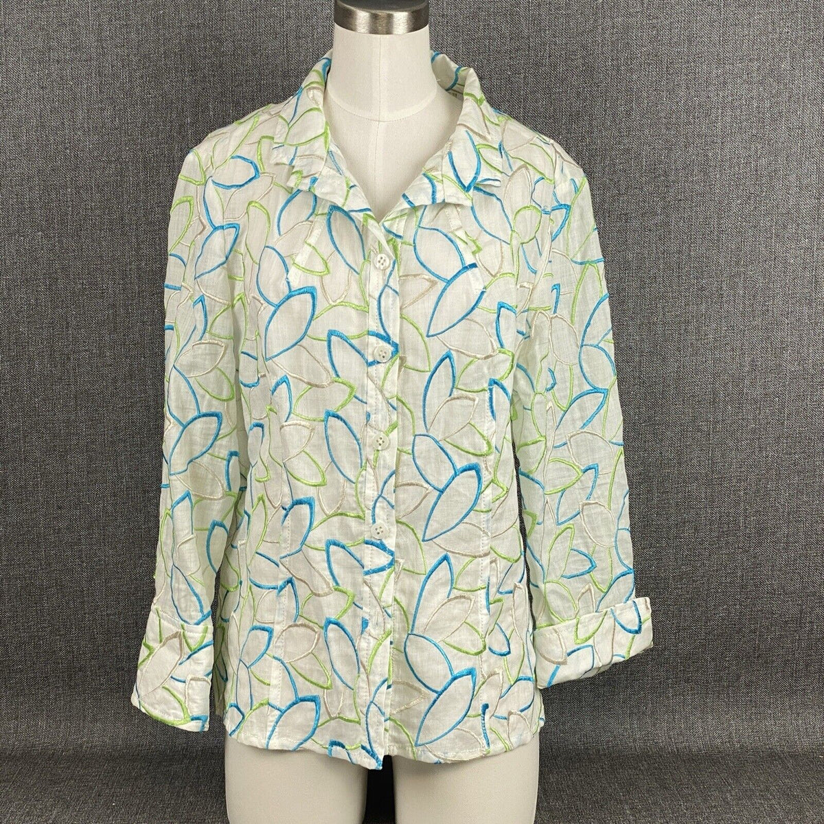 CARLISLE Neon Higlighter Yellow Abstract Light Jacket Top Size 12