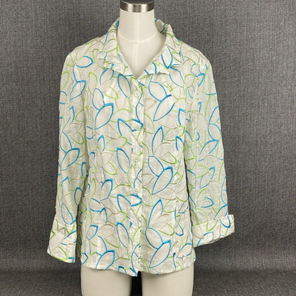 CARLISLE Neon Higlighter Yellow Abstract Light Jacket Top Size 12