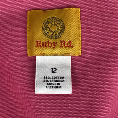 Ruby Rd Grey Summer White Jacket Size 12 Pink Cotton Spandex