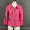 Ruby Rd Grey Summer White Jacket Size 12 Pink Cotton Spandex