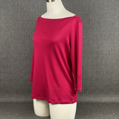 Talbots Womens Long Sleeve Top Size Medium Petite Suplma Cotton Soft PM