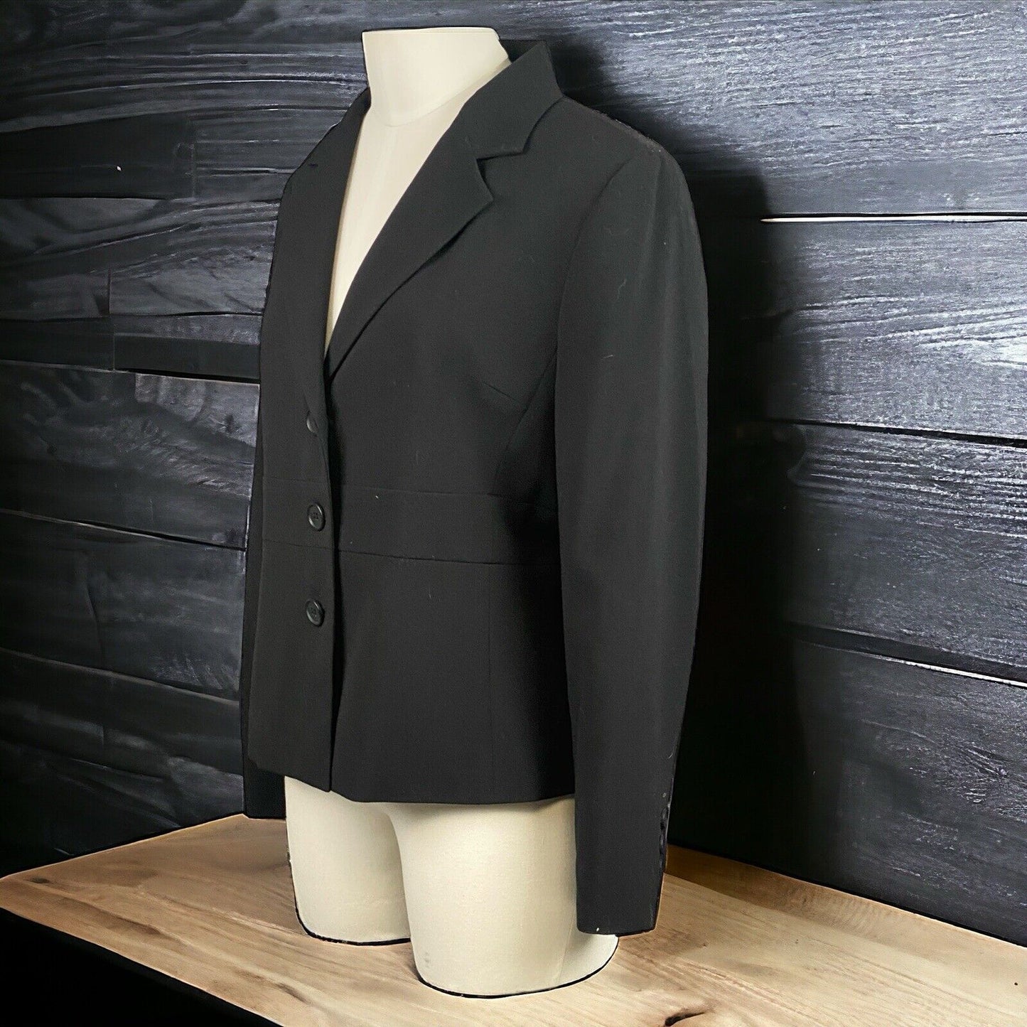 Vintage Jones & Co. Women's Blazer Jacket Size Petite 12P Black Cotton Spandex