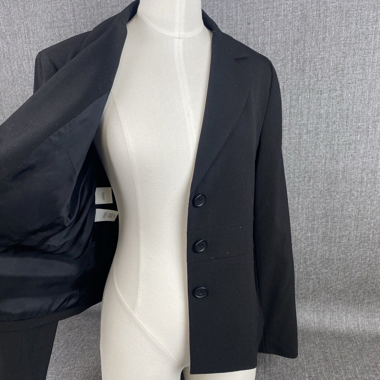 Vintage Jones & Co. Women's Blazer Jacket Size Petite 12P Black Cotton Spandex