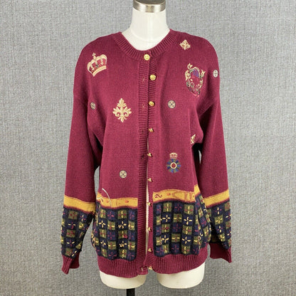 That's Me Sweater Embroidered Cardigan Size Medium