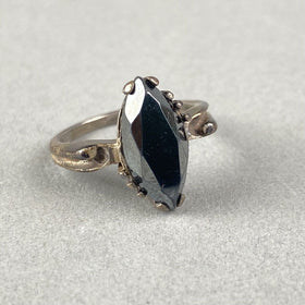 Vintage Black Stone Sterling Ring Real Gemstone Size 5.5