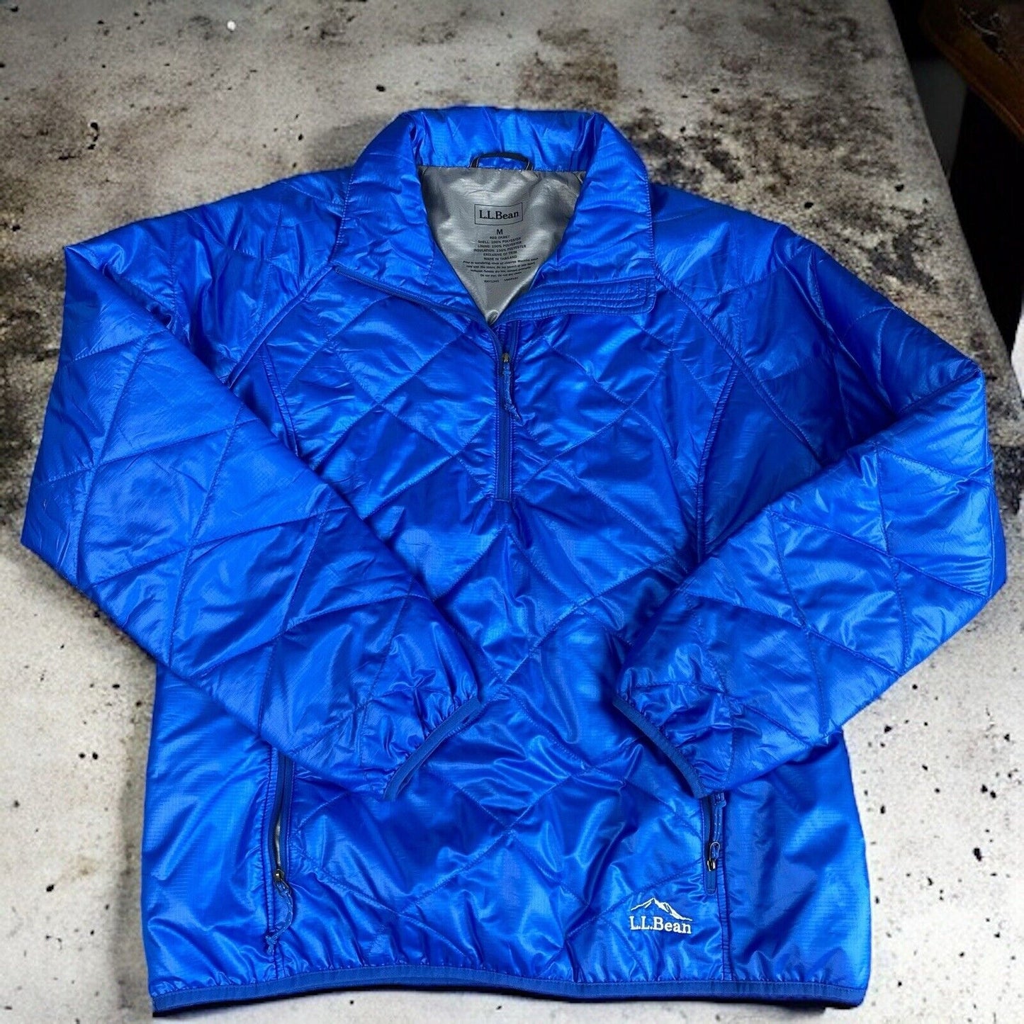 L.L. Bean Down Pull over Jacket Blue Size M EUC