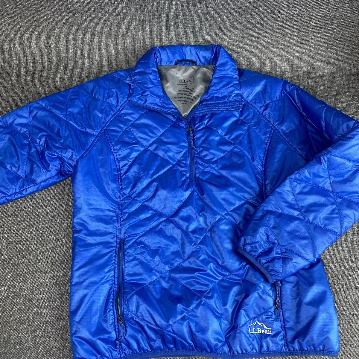 L.L. Bean Down Pull over Jacket Blue Size M EUC