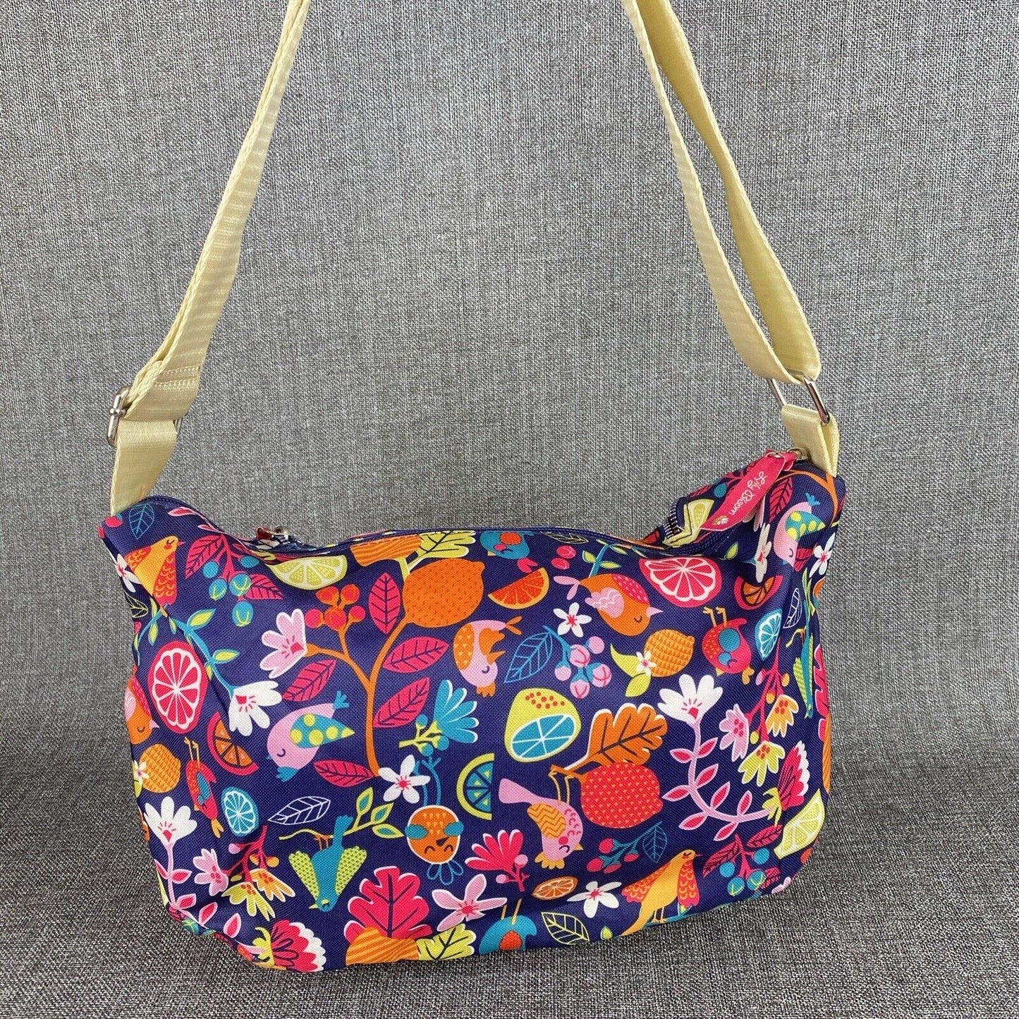 Lily Bloom Kathryn Garden State Cat & Floral Pocketed Hobo Bag Top Handled Purse