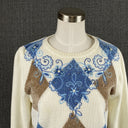 Vintage Alfred Dunner Womens Blue Geometric Sweater PS