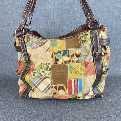 Fossil Handbag Purse Patchwork Tote Leather Handle