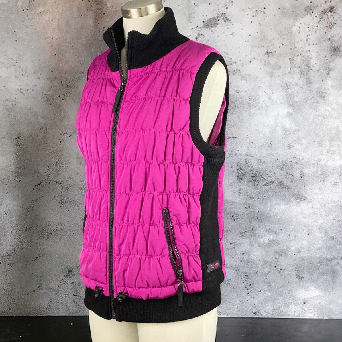 Calvin Klein Vest Womens XL Pink Down Puffer Full Zip Sleeveless