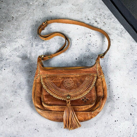 Vintage Patricia Nash Italian Tan Leather Shoulder Bag