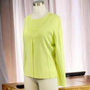 VENINI One Clasp Green Cardigan and Shirt Set Sweater Petite L