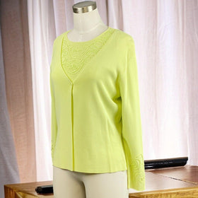 VENINI One Clasp Green Cardigan and Shirt Set Sweater Petite L