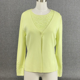 VENINI One Clasp Green Cardigan and Shirt Set Sweater Petite L