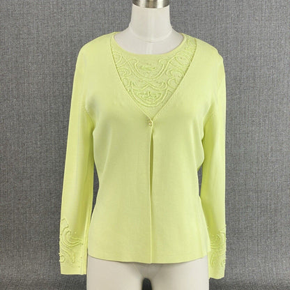 VENINI One Clasp Green Cardigan and Shirt Set Sweater Petite L