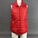 New Directions Women's Quilted Puffer Vest, Red Full Zip Size M