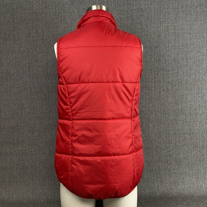 New Directions Women's Quilted Puffer Vest, Red Full Zip Size M