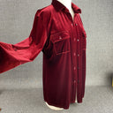 Peck & Peck Button Up Top Velvet Burgundy Size L Spandex