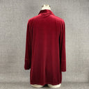 Peck & Peck Button Up Top Velvet Burgundy Size L Spandex