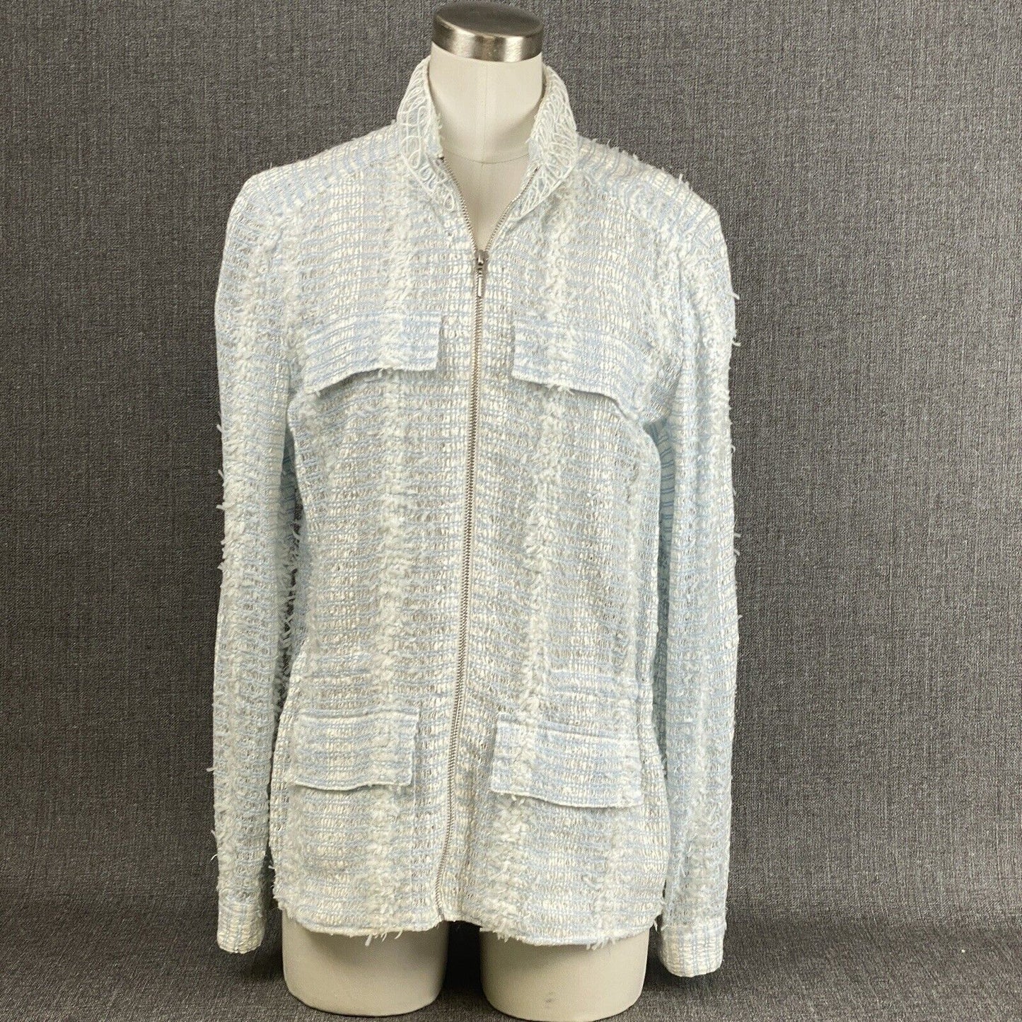 Carlisle Collection Women's Lightweight Casual Zip up Jacket Light Blue size 10