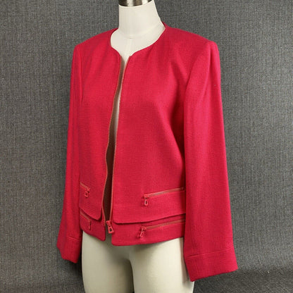 Carlisle Women's Full Zip SILK Blazer Jacket Reddish Size 10