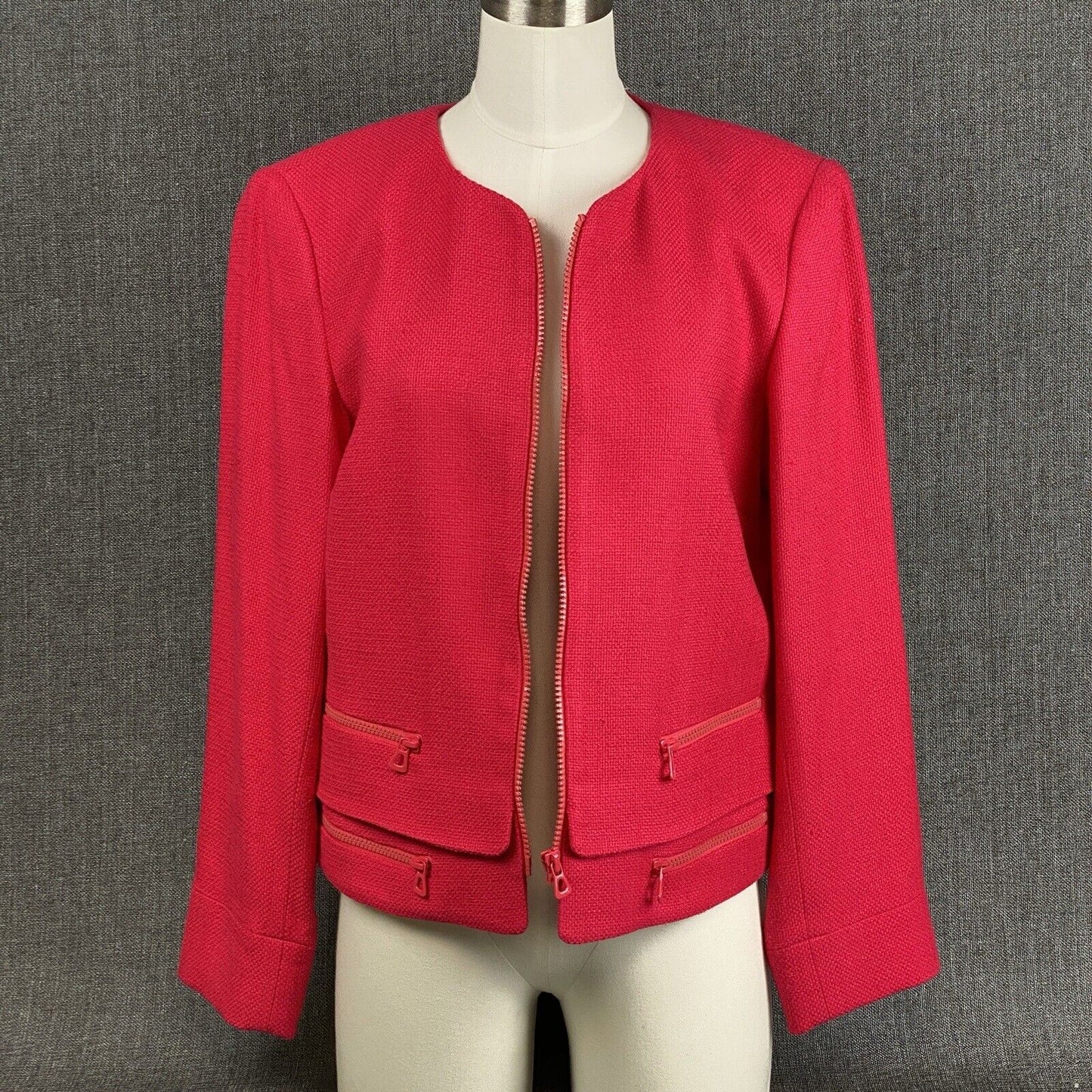 Carlisle Women's Full Zip SILK Blazer Jacket Reddish Size 10