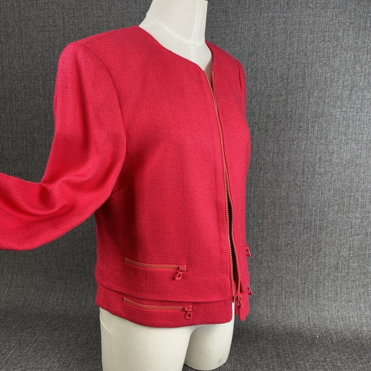 Carlisle Women's Full Zip SILK Blazer Jacket Reddish Size 10