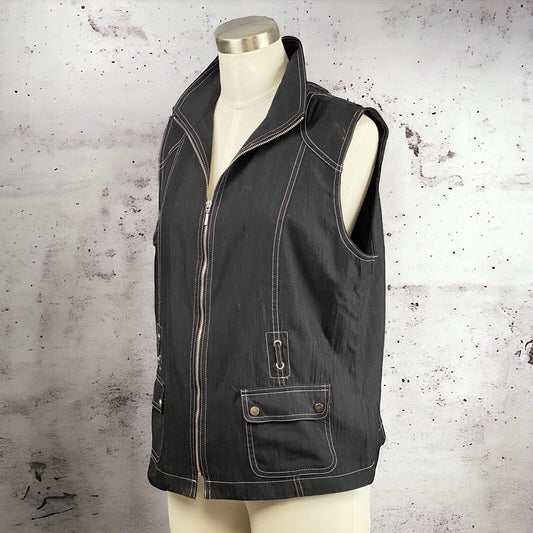 Allison Daley Zip Front Black Sleeveless Vest Straight Women Size 10