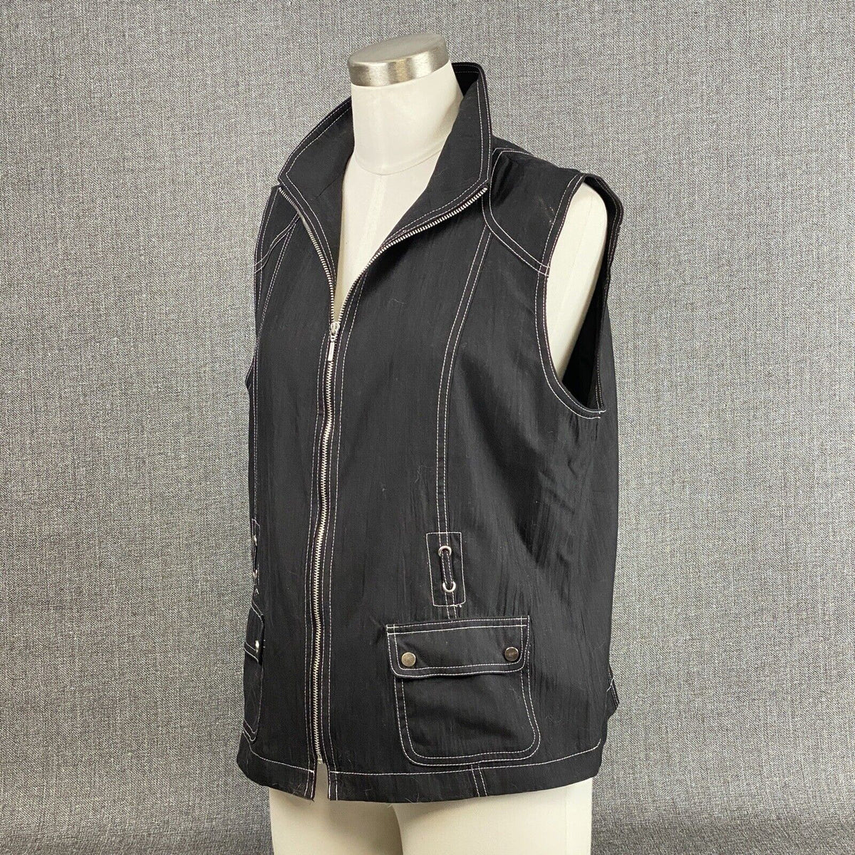 Allison Daley Zip Front Black Sleeveless Vest Straight Women Size 10