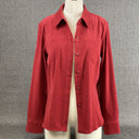 Talbots Petite Stretch Button Down Long Sleeve Red Blouse Size M Spandex