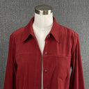 Talbots Petite Stretch Button Down Long Sleeve Red Blouse Size M Spandex