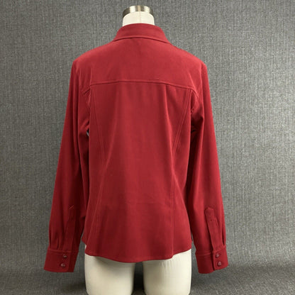 Talbots Petite Stretch Button Down Long Sleeve Red Blouse Size M Spandex