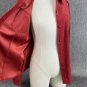 Talbots Petite Stretch Button Down Long Sleeve Red Blouse Size M Spandex