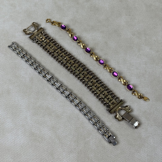 Lof to 3 Bracelets, 2 Silver and One Gold / Purple
