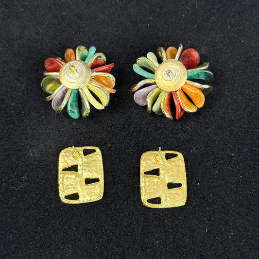 Lot of 2 Vintage 1980s Colorful Earrings - Pierced Ears