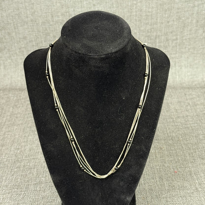 Sterling Layered Necklace with Black accents 18"