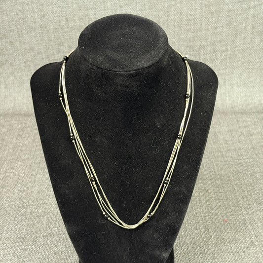 Sterling Layered Necklace with Black accents 18"